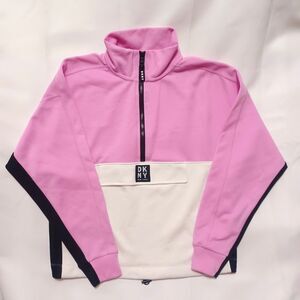 DKNY‎ Sport Half Zip Sweatshirt Womens S Multi Polyester Long Raglan Sleeve